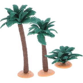 Artificial Miniature Palm Trees Set of 3 - for Crafts - Nativity Scene and Micro Landscape Durable Plastic Coconut Tree Model Fish Tank Aquarium and Home Decor Green