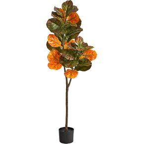 Nearly Natural 4.5ft. Autumn Fiddle Leaf Artificial Fall Tree