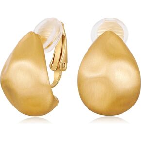 MUYAN Gold Silver Chunky Clip on Earrings for Women Curved Square Thick Clip Earrings Everyday Lightweight Jewelry