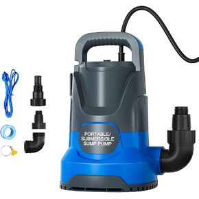 2/3 HP Sump Pump Submersible Clean Water Pump Portable Utility Pump with 16ft Cord for Swimming Pool Garden Basement Pond Draining