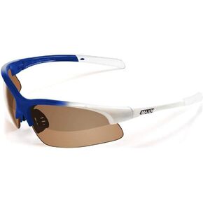 Domain Golf Sport Riding Sunglasses Blue White Frame with High Definition Polarized Amber lens