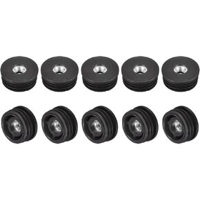 uxcell 4Pcs Plastic Threaded Tube Inserts with M8 Thread, for 32mm/1.26" OD Round Tube, Adjustable Round Black Plastic Plug Caster Insert Chair End Caps Furniture Leg Plug