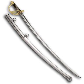 1860 Light Cavalry Union Saber Solid Brass Guard Pommel Wooden Handle Wrapped with Leather Brass Wire Steel Scabbard