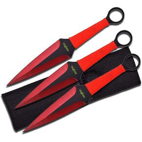 Master Cutlery PP-869-3RD 3 Piece 9" Thrower Red Grinding Line Blade with Nylon Sheath
