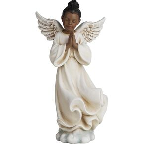 African American Figurines, 9 Inch Guardian Angel Figurines for Home Decoration, Hand Painted Praying Angel Statue for Godmother, Birthday, Wedding and Sister Gifts