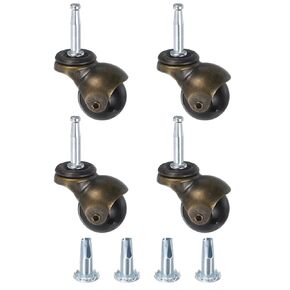 uxcell 2 Inch Swivel Stem Ball Caster Wheels, Set of 4 Stem Caster with Sockets, 360 Degree Rotatable Caster Wheels for Furniture, Bronze Tone