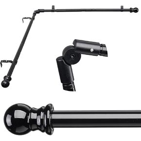 Bay Window Curtain Rods，Black 1 Inch Adjustable Sturdy Diameter Bay Window Curtain Rod 3 Sided 59-78.7 Inch Side Rods for Windows for Living Room Bedroom And Sliding Windows