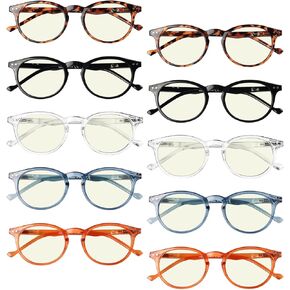 GUD Women 's 10 Pack Blue Light Blocking Glasses Spring Hinges Oval Round Computer Eyeglasses