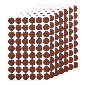 uxcell 7 Sheets/378PCS Waterproof Self Adhesive Screw Hole Stickers, 2.1cm/0.83" PVC Screw Hole Covers Hole Stickers for Furniture Wood Cabinet Wall Desk Table Bookcase, Wood