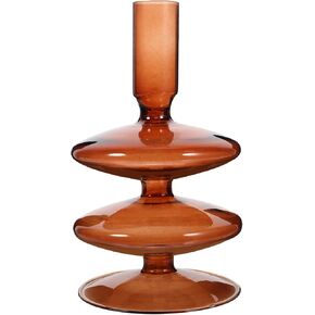 ABOOFAN Retro Glass Candle Holder Clear Glass Taper Candle Holder Candlestick Holders Vase Pillar Candle Stand Decoration Centerpiece for Wedding Home - Blue