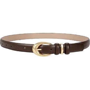 Women Leather Belt for Jeans Pants Fashion Ladies Skinny Faux Leather Dress belt with Gold Buckle