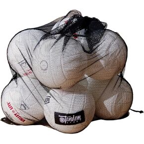 Tandem Sport Mesh Ball Bag - Nylon Net Bag with Drawstring - Carries 12 Volleyballs or 10 Basketballs - Use as Volleyball Ball Bag, Basketball Ball Bag, Soccer Ball Bag, or for Any Sport Equipment
