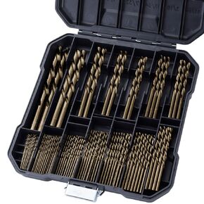 Cobalt Drill Bit Set for Hardened Metal and Stainless Steel, 29Pcs M35 High Speed Steel Twist Jobber Drill Bits 1/16"-1/2", with Metal Index Storage Box