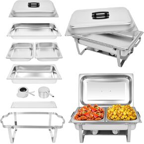 Chafing Dishes for Buffet [Set of 2/4] Stainless Steel Food Warmers for Parties 9QT Chafers and Buffet Warmers Sets Commercial Catering Chafers for Event Party