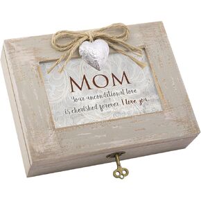 Cottage Garden Mom Your Unconditional Love Natural Taupe Jewelry Music Box Plays Wind Beneath My Wings