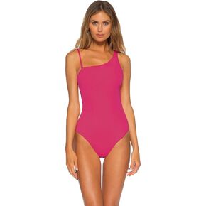 Becca by Rebecca Virtue Women's One Shoulder One Piece Swimsuit Raspberry L