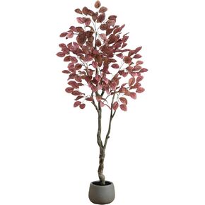 Nearly Natural 6ft Artificial Dogwood Autumn Tree – Lifelike Fall Foliage in Decorative Planter, Seasonal Display for Halloween and Thanksgiving, Rust-Colored Leaves