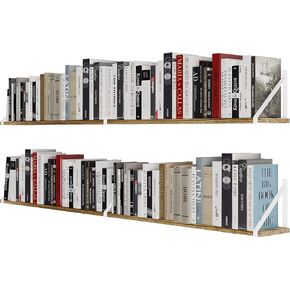 Wallniture Bora 60"x6" Floating Shelves for Wall Decor, Wall Bookshelf Living Room, Wall Shelves for Bedroom, Dining Room & Kitchen Wall Shelf, Office Book Shelf, Set of 2, Burnt, Wood