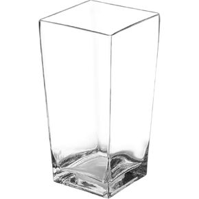 Royal Imports Flower Vase Glass Square Tapered Decorative Tabletop Centerpiece for Home Decor, Wedding Bouquet, Floral Gift Arrangement - Tall Square Tapered Shape, 10" Tall, 5"x5" Opening Clear