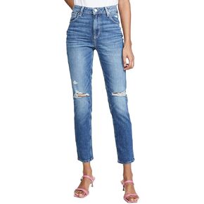 PAIGE Women's Sarah Slim High Rise Straight Leg in Road Rules Destructed