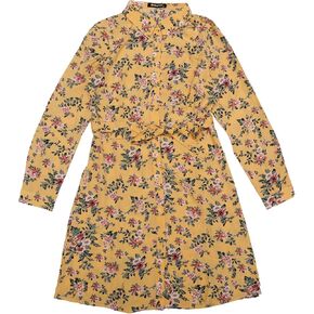 Allegra K Women's Button Down Vintage Polka Dots Dresses Collar Tie Belted Shirt Dress