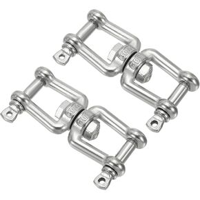 PATIKIL Double Shackle Swivel Hook M6 Working Load 300kg/66lbs, 2Pcs 304 Stainless Steel Jaw to Jaw Swivel Shackle Ring Connector for Marine Mooring Hanging