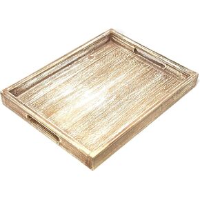 Allgala Wooden Tray 17"x13"x2" Stylish Rustic Farmhouse Decor Serving Platter | Wooden Ottamen Tray | Coffee Table Tray I Bed Tray