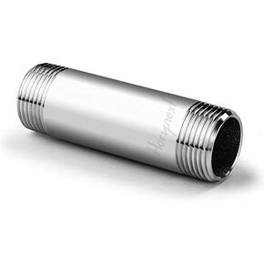 stainless steel 304 pipe nipple npt 1/2 male threaded cast fitting, 4 inches length tube sleeve extension connector, schedule 40 conduit hose adapter