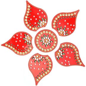 Diya Floor Rangoli Designer Reusable Small Rangoli Acrylic Rangoli Indian Traditional Home Decor Gift for Home Interior Floor Decoration Festival Decorations and Gifting (Size:- 7")(Pink & Purple)