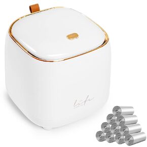 Mini Countertop Trash Can with 12 Rolls of Trash Bags, Desktop Mini Trash Can with Press Type Lid, 0.5 Gallon Wastebasket Tiny Trash Can, Convenient and Attractive Design for Bathroom Vanity