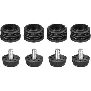 uxcell 12Pcs Inserts for Round Tubes with Leveling Feet, for 32mm/1.26" OD Round Tube, M8 Thread Black Plastic Furniture Chair Leg Plug Blanking End Caps Insert Plugs