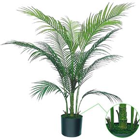 Faux Areca Palm Plants,4 Feet Fake Palm Tree with 16 Trunks Faux Tree for Living Room,Office, Kitchen, or Farmhouse
