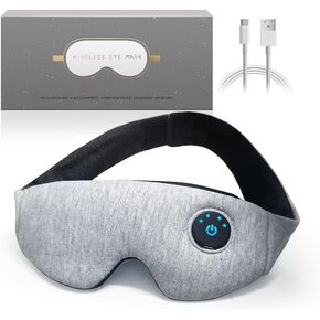 Cordless Heated Eye mask for Dry Eyes, Sleep Eye mask with Block Light, USB Rechargable Heating Eye Pad with Battery Indicators, Electric Warm Eye Compress for Women Men