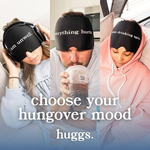 Huggs Migraine Relief Cap - I Am Unwell - Cooling Gel Head Wrap, Cold Compress Cap for Headache, Stress, & Tension in Saudi Arabia