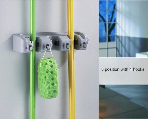 Mop and Broom Holder, Wall Mounted Garden Tool Storage Tool Rack Storage & Organization for Your Home, Closet, Garage and Shed (3Hole 4hanging) in Saudi Arabia