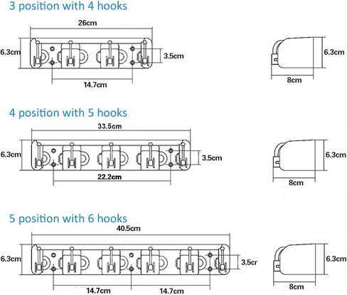 Mop and Broom Holder, Wall Mounted Garden Tool Storage Tool Rack Storage & Organization for Your Home, Closet, Garage and Shed (3Hole 4hanging) in Saudi Arabia