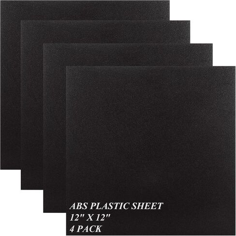 4 Pack 12 x 12 Inch ABS Plastic Sheet, 1/4 Inch Thick Moldable Plastic Sheet, Black ABS Sheet for Crafts Decors DIY Home Decor in Saudi Arabia