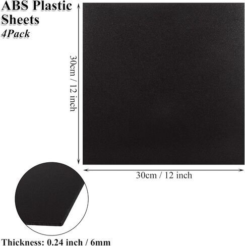 4 Pack 12 x 12 Inch ABS Plastic Sheet, 1/4 Inch Thick Moldable Plastic Sheet, Black ABS Sheet for Crafts Decors DIY Home Decor in Saudi Arabia
