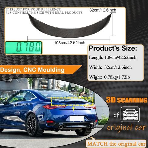 MCARCAR KIT Real Carbon Fiber Trunk Spoiler for Infiniti Q60 Q60S Coupe 2017-2022 CF Rear Boot Lid Highkick Wing Lip Factory Outlet in Saudi Arabia