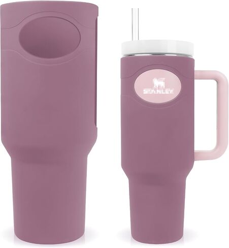 Silicone Full Boot for Stanley Cup 40 oz, Full Protector Cup Sleeve for Stanley 40 oz Tumbler with Handle, Anti-Scratch Anti-Slip and Dirt-Resistant Cup Boot Sleeve for Stanley Cup Accessories(Purple) in Saudi Arabia