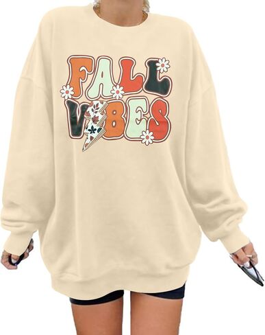 LUKYCILD Fall Sweatshirt Women Oversized Sweatshirts: Fall Crewneck Pullover Casual Autumn Shirts Graphic Long Sleeve Tops in Saudi Arabia