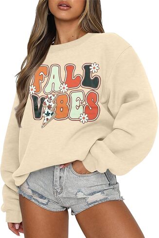 LUKYCILD Fall Sweatshirt Women Oversized Sweatshirts: Fall Crewneck Pullover Casual Autumn Shirts Graphic Long Sleeve Tops in Saudi Arabia