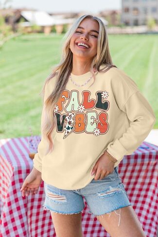 LUKYCILD Fall Sweatshirt Women Oversized Sweatshirts: Fall Crewneck Pullover Casual Autumn Shirts Graphic Long Sleeve Tops in Saudi Arabia