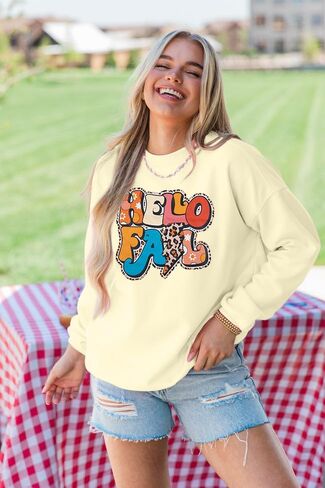 LUKYCILD Fall Sweatshirt Women Oversized Sweatshirts: Fall Crewneck Pullover Casual Autumn Shirts Graphic Long Sleeve Tops in Saudi Arabia