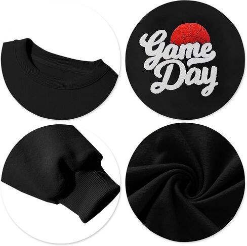 Basketball Game Day Sweatshirt for Women Game Day Chenille Patch Shirts Basketball Graphic Long Sleeve Tops in Saudi Arabia