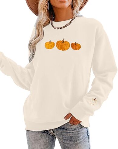 JINTING Pumpkin Sweatshirt for Women Crewneck Fall Sweatshirts Autumn Graphic Tee Shirt Halloween Long Sleeve Top in Saudi Arabia