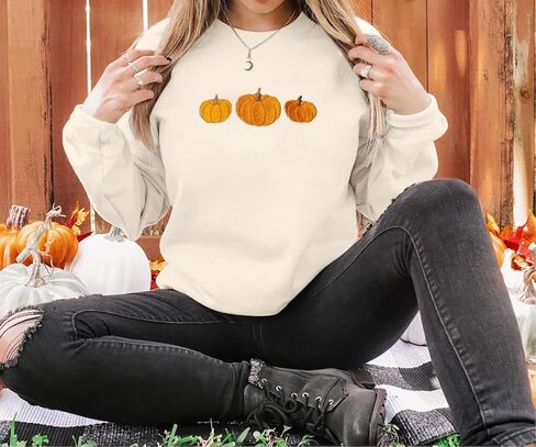 JINTING Pumpkin Sweatshirt for Women Crewneck Fall Sweatshirts Autumn Graphic Tee Shirt Halloween Long Sleeve Top in Saudi Arabia
