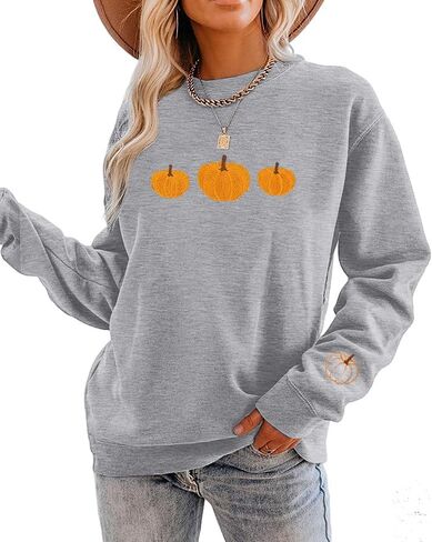 JINTING Pumpkin Sweatshirt for Women Crewneck Fall Sweatshirts Autumn Graphic Tee Shirt Halloween Long Sleeve Top in Saudi Arabia