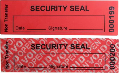 TamperSeals Group - 100pcs Non Transfer Tamper Proof Security Warranty "VoidOpen" Labels/Stickers/Seals for The Reusable Package or Expensive Surface (Blue, 1 x 3.35 inches, Serial Numbers) in Saudi Arabia