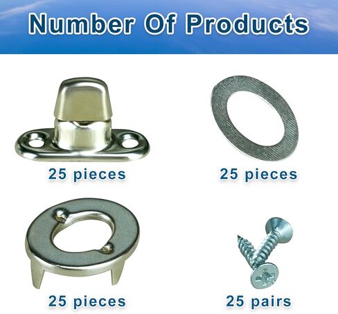 25 مجموعة من مشابك أزرار الانعطاف مع براغي التثبيت، قفل ملتوي صلب، مشبك مشابك بحرية in Kuwait
